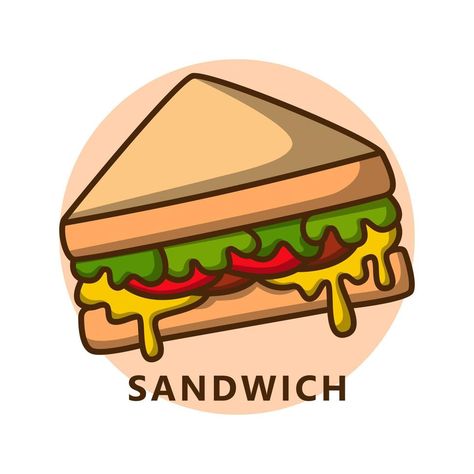 Sandwich breakfast menu illustration cartoon. food and drink logo. Homemade meal icon Sandwich Cartoon Drawing, Food And Drink Illustration, Cute Sandwich Drawing, Drawing Of Sandwich, Sandwich Illustration Drawing, Sandwich Drawing Simple, Sandwich Logo Design Ideas, Sandwich Drawing Easy, Sandwich Logo Design