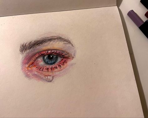 Eye Drawing Colored, Realistic Eye Drawing, Realistic Eye, Eye Drawing, Blue Eyes, Colored Pencils, Blue, Coloured Pencils