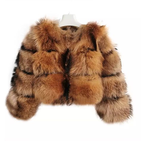 Brown Fluffy Jacket, Cropped Fur Jacket, Jackets Cropped, Short Fur Coat, Raccoon Fur Coat, Brown Fur Coat, Cropped Jackets, Fur Jackets, Fluffy Jacket