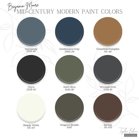 Free Room Ideas, Dark Mid Century Modern, Mid Century Paint Colors, Mid Century Modern Paint Colors, Moody Mid Century Modern, Mid Century Gothic, Modern Living Room Paint, Mid Century Color Palette, Mid Century Modern Color Palette