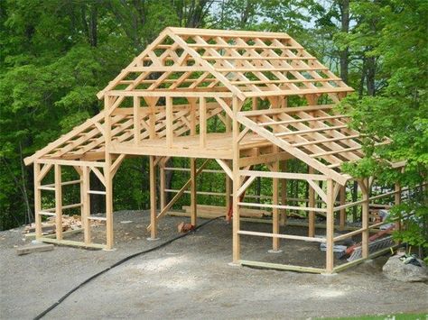 Gerage Timber Frame Kits, Pole Barn Kits, Pole Barn Designs, Barn Kits, Barn Shop, Pole Barn House Plans, Bedroom Barndominium, Barns Sheds, Barn Plans