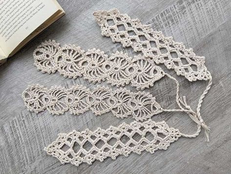 Free Crochet Lace Bookmark Pattern - Crochet Bits Crochet Bookmarks Free Patterns Lace, Projects With Crochet Thread, Crochet Lace Projects Ideas, Crochet Lace Applique Patterns Free, Micro Crochet Lace, Filet Crochet Bookmarks Free Patterns, Crochet Thread Bookmark, Crochet Lace Ribbon Pattern, Crochet Lace Headband Pattern Free