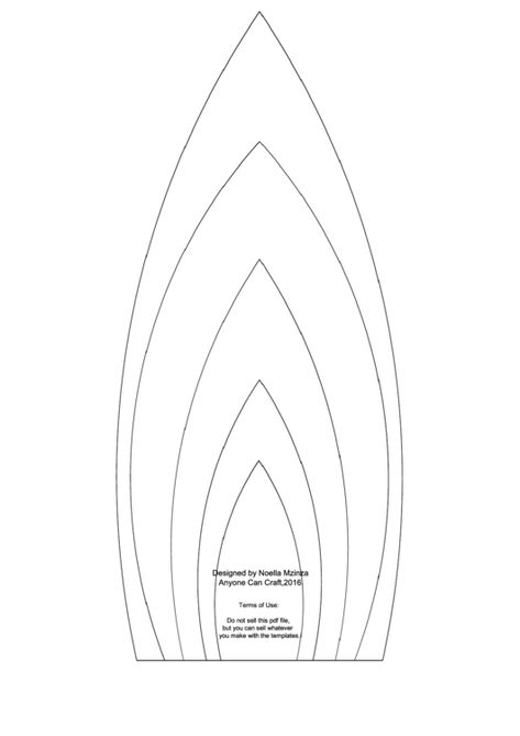 Large Flower Petals Template - Candle-Shaped A4 Printable pdf Lily Petal Template, Petals Template, Wall Hanging Decor Ideas, Creepy Garden, Hanging Decor Ideas, Tulip Origami, Petal Template, Flowers Template, Flower Petal Template