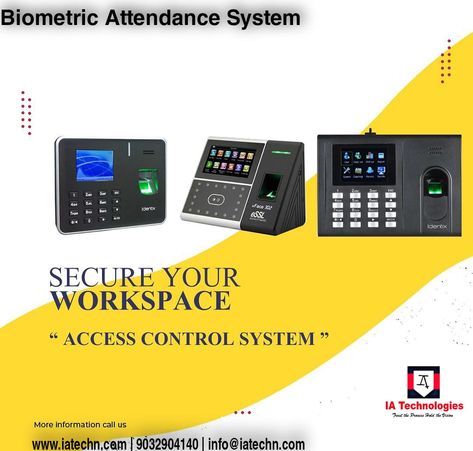 #IA_Technologies is a leading provider of #Biometric_Attendance_Systems in #Hyderabad. For more information contact us or visit our website www.iatechn.com +91-9390633332 info@iatechn.com Iot Security, Digital Door Lock, Access Control System, Smart Lock, Access Control, Door Lock, Home Security, Hyderabad, Smart Home