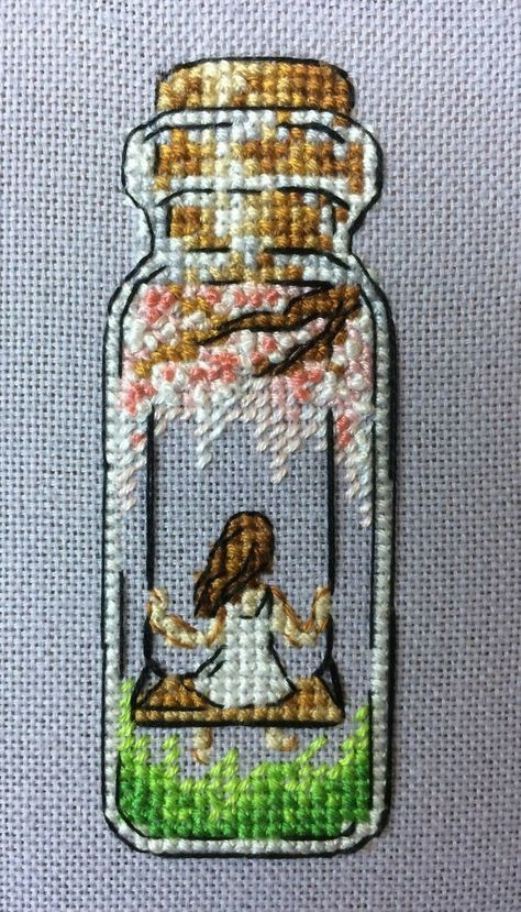 Cross Stitch Bottle, Jar Cross Stitch, Bottle Cross Stitch, Bright Cross Stitch, Art Perle, Subversive Cross Stitch, Nature Cross Stitch, Pola Kristik, Cross Stitch Needles