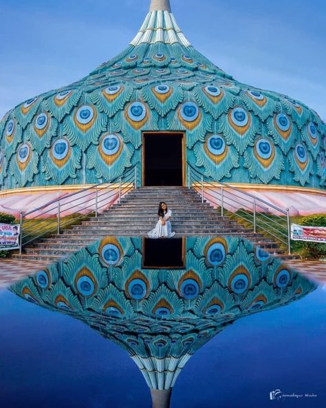 epicfunny: The Peacock Fathered Guru Mandir Mandaragiri Betta Karnataka India Gurumandir - shaped like a pinchi - fan made of peacock of feathers (via Instagram: Jamadagni Winks) | THE FUTURE IS NOW | #2GETHER | #22_02_2022 #02_22_2022 #2022_02_22 #activism #twosday #unitedtwosday #peace #equality #unity #freedom #love #life #movement #social #growth #consciousness #empath #mindset #positivity #kindness #change #humanity #grafix #grafics #design #digitaldesign #motiondesign #3d #art #cgi Festival Sets With Peacock Design, Peacock Concept Architecture, Peacock Gate Jaipur, Grafics Design, Peacock Spreading Feathers, Peacock In Rajasthan, Freedom Love, The Future Is Now, The Peacock