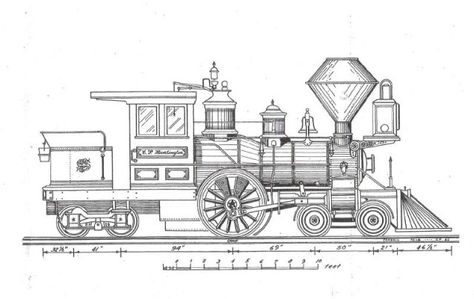 Toy Train Drawing, Train Sketch Design, Train Engine Drawing, Vintage Train Drawing, Train Blueprint, 1800s Train, Train Bed, Train Sketch, Train Tattoo