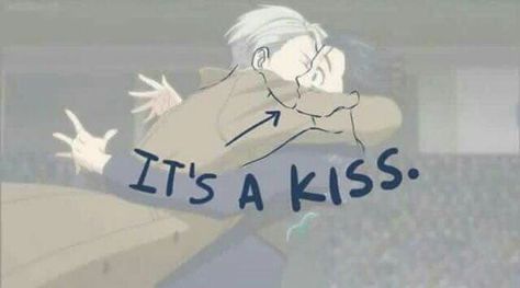 To those who don't believe it's a kiss #Yuri!! On Ice #Victuri Yuri On Ice Manga, Manga Kiss, Yuri On Ice Comic, Katsuki Yuri, Hiro Big Hero 6, Yuri Katsuki, Sports Anime, Yuri On Ice, Anime Kiss