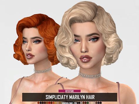 Redhead Sims CC Marylin Monroe Sims 4 Cc, Marilyn Hair, 50's Hairstyles, 1920 Hair, Marilyn Monroe Hair, Kim Hair, Sims 4 Decades Challenge, Furniture Cc, Alpha Cc