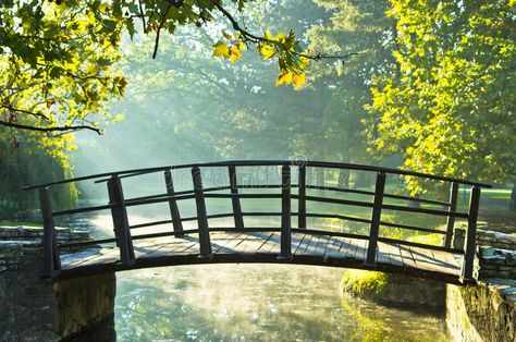 Wooden Bridge Over Creek, Wooden Bridge Garden, Bridge Over Creek, Composite Deck Cleaner, Outdoor Bridges, Wooden Bridge, Dark Pictures, Composite Decking, Wood Deck