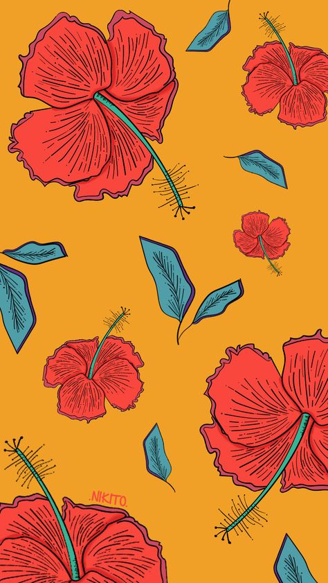 Jamaica Drawing, Jamaica Illustration, Jamaica Flor, Jamaica Wallpaper, Jamaica Flower, Upcycle Ideas, Beautiful Wallpaper, Food Hall, Pretty Patterns