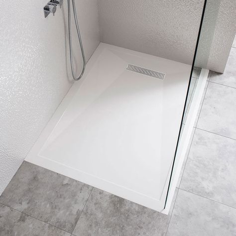 Crosswater Simpsons 1200 x 800mm Rectangle 25mm Stone Resin Shower Tray With Linear Waste | Sanctuary Bathrooms Shower Tray Ideas, Walk In Shower Tray, Shower Trays, Compact Bathroom, Shower Units, Resin Tray, White Shower, Bathroom Inspiration Decor, Shower Tray