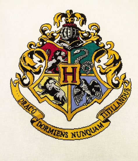 Hogwarts School of Witchcraft and Wizardry Cross by BuonarrotiArt Harry Potter Patch, Ravenclaw Slytherin, Gryffindor Ravenclaw, Slytherin And Hufflepuff, School Of Witchcraft, Harry Potter Pin, Hogwarts Crest, Iron On Embroidery, City Dog