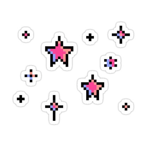 Star Pixel Art, Pixel Stars, Pixel Stickers, Video Game Stickers, Notes Stickers, Retro Stickers, Pink Games, Small Stickers, Pixel Beads