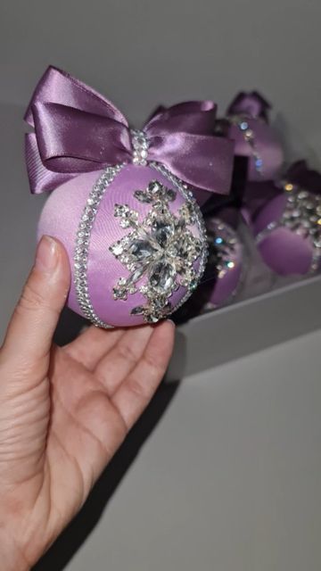 Christmas Ornaments Handmade, Purple Christmas, Handmade Christmas Ornaments, Lilac Color, Handmade Ornaments, Christmas Bulbs, Link In Bio, Lilac, Christmas Decorations