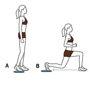 Illustration of Valslide reverse lunge Lunges Workout How To, Squat Challenge Results, Squat Results, How To Eat Healthier, Body Squats, Lunge Workout, Jen Selter, Squat Challenge, Side Lunges