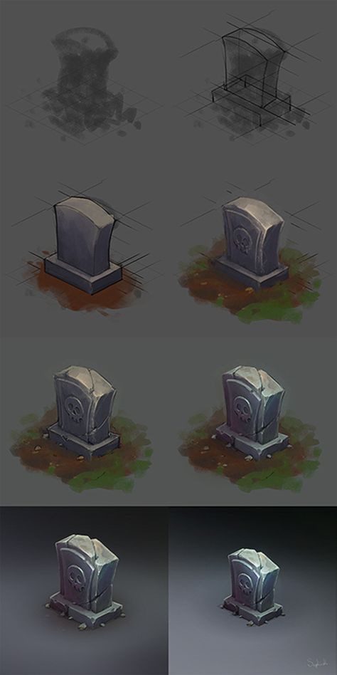 ArtStation - Isometric Graveyard Stone, Sephiroth Art Sephiroth Art, Stone Game, Props Concept, Concept Art Tutorial, Hand Painted Textures, Props Art, Isometric Art, Game Concept Art, Digital Painting Tutorials