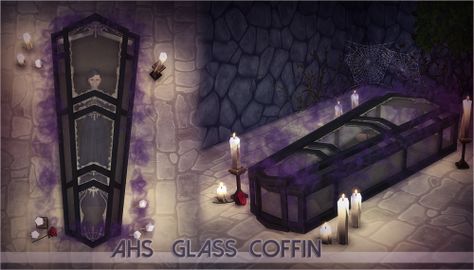 AHS Glass Coffin by Mathcope  [#ts4_bb]  [#ts4_bb_bedroom]  [#ts4_bacc_orc]  [#ts4_vampires] Sims 4 Monster Cc, Sims 4 Vampire Cc, Sims 4 Vampire, Goth Family, Glass Coffin, Sims 4 Nails, Victorian Vampire, Cc Folder, Cc Furniture