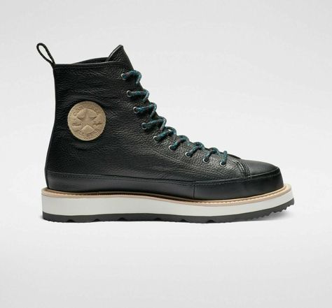 Chuck Taylor Black, Converse Boots, Galaxy Converse, Hiker Style, Galaxy Vans, Style Converse, High Top Boots, Converse Style, New Converse