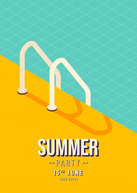 Pool Illustration Graphic Design, Summer Graphic Design Poster, Pool Graphic Design, Summer Poster Ideas, Summer Illustration Design, Swimming Pool Illustration, Summer Poster Design, Pool Party Poster, Pool Graphic