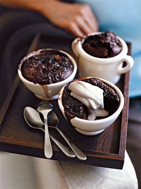 Self Saucing Chocolate Puddings | Donna Hay Self Saucing Chocolate Pudding, Donna Hay Recipes, Self Saucing Pudding, Donna Hay, Chocolate Pudding, Eat Dessert, Decadent Desserts, Puddings, Chocolate Recipes