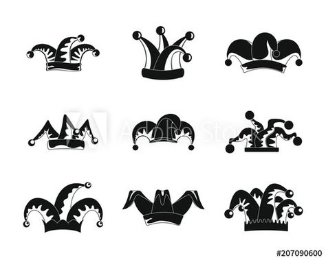 Jester Tattoo, Court Jester, Jester Hat, Tattoo Outline Drawing, Hat Vector, Card Tattoo, Tattoo Art Drawings, Drawing Tutorial Easy, Tattoo Flash Art