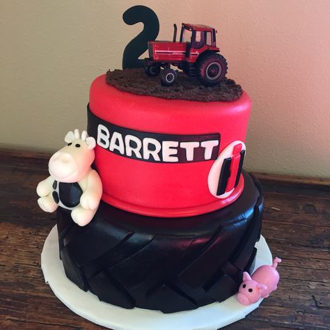 Case IH red tractor birthday cake! It was a huge hit. Farmall Tractor Birthday Party, Case Tractor Cake, Red Tractor Birthday Cake, Case Tractor Birthday Party, Red Tractor Cake, Red Tractor Birthday Party, Red Tractor Birthday, Birthday Cake For Boys, Tractor Birthday Cakes