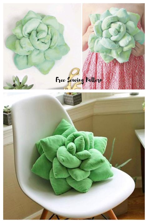 DIY Fabric Succulent Pillow Free Sewing Patterns | Fabric Art DIY Fabric Cactus Pattern, Diy Cactus Pillow Patterns, Sewing Flower Pillow, Succulent Cushion Diy, Sewing Projects Organization, Tiny Pillows Diy, Diy Sewing Home Decor, Cute Pillows To Sew, Felt Pillow Patterns