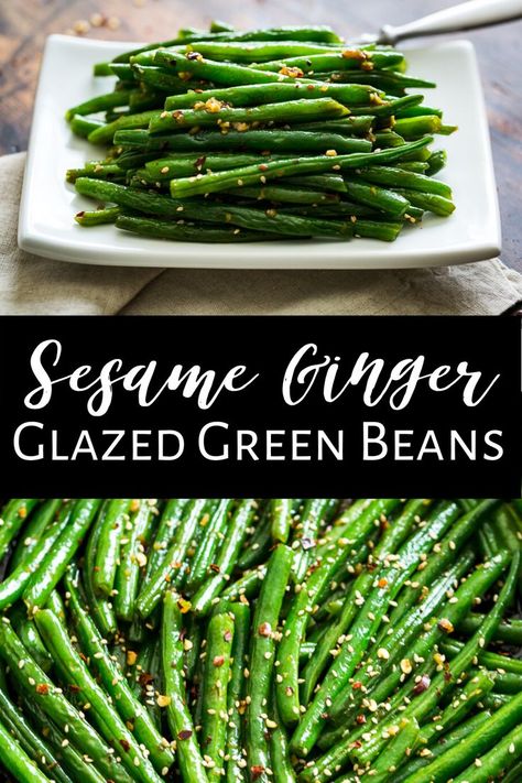 Green Beans Recipe Asian, Sesame Ginger Green Beans, Sesame Garlic Green Beans, Sesame Green Beans Asian, Green Beans With Ginger And Soy, Healthy Green Bean Recipes Clean Eating, Green Bean Asian Recipes, Clean Asian Recipes, Clean Eating Asian Recipes