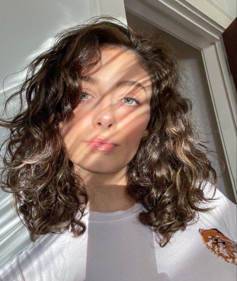 Medium Length Haircut Wavy Curls, Short Curly Half Up, Collar Bone Length Curly Hair Natural, Type 2c Haircut, Curly Collarbone Length Hair, Collarbone Length Curly Hair, Collarbone Length Hair Curly, Curly Short Brown Hair, Medium Length 2b Hair