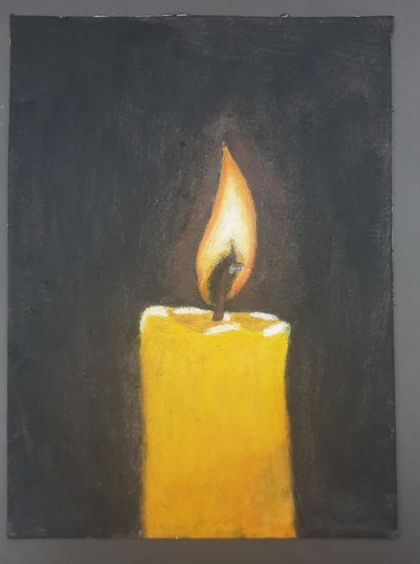 This is an oil painting of candle i made. Christmas Candle Drawing, Candle Painting Art, Flaming Chalice, Kreativne Ideje, Candle Painting, Pastel Candle, Candle Drawing, Arte Aesthetic, Painting Instructions