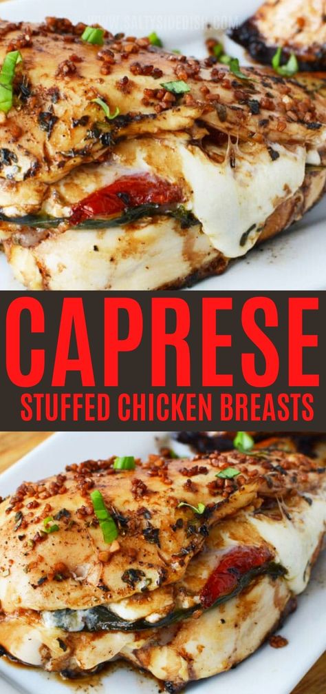 Chicken Stuffed With Tomatoes And Mozzarella, Caprese Stuffed Balsamic Chicken, Balsamic Stuffed Chicken, Grilled Chicken Mozzarella Tomato, Stuffed Chicken Caprese Recipe, Chicken Stuffed Mozzarella Recipes, Caprese Chicken Recipe, Stuffed Mozzarella Chicken, Dinner Ideas With Mozzarella Cheese