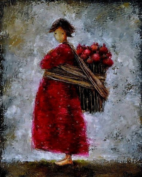 Georgia Painting, Georgian Art, Pomegranate Art, Whimsical Art Paintings, Images D'art, Ballerina Art, Naive Illustration, Art Et Illustration, Dreamy Art