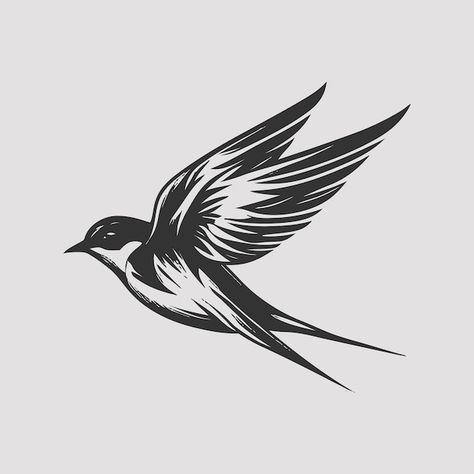 Swallow Vector, Bird Vector, Easy Bird Drawing, Swallow Tattoo Design, Easy Bird, Circle Drawing, Swallow Tattoo, Swallow Bird, Illustration Vector