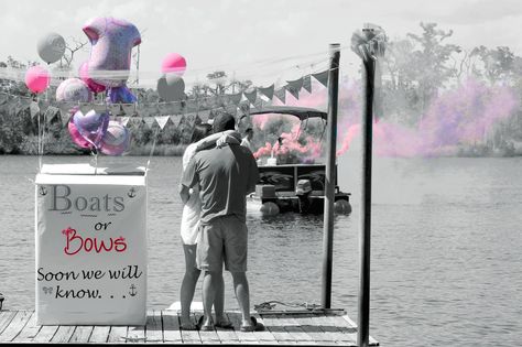 Smoke Bombs for our Boats or Bows Gender Reveal Boats Or Bows Gender Reveal, Boat Gender Reveal Ideas, Lake Gender Reveal Ideas, Fishing Gender Reveal, Bows Gender Reveal, Pregnancy Ideas, Lake Party, Bow Gender Reveal, Gender Reveal Party Theme