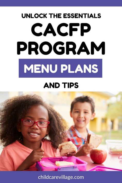 Unlock the essentials of the CACFP program! 🍎 Dive into the Federal initiative helping child and adult care centers provide nutritious meals. Discover eligibility criteria for child care providers, reimbursement details, and meal planning guidance. Whether you run a family daycare or an after-school program, learn how to ensure every meal meets set standards. Plus, explore Child Care Village's unique meal planning service tailored to these requirements #CACFP #childcare #HealthyMeals #daycare Food Program Meals Daycare, Daycare Meal Plan, Meal Planning Healthy, Care Meals, Family Daycare, Daycare Meals, Daycare Menu, Child Nutrition, Early Childhood Centre