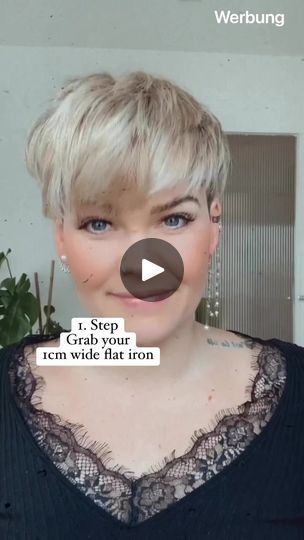 76K views · 853 reactions | Curling short hair with a 1cm wide flat iron #salirasa #kurzhaarfrisur #pixie #pixiecut #meucabelocurto | Salirasa | Salirasa · Original audio Curling Short Hair, How To Curl Short Hair, Flat Iron, Pixie Cut, Short Hair, Hair Makeup, Short Hair Styles, Audio, Hair Styles