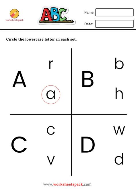 Circle the lowercase letter - worksheetspack Lowercase Letters Printable, Letter Matching Worksheet, Letter Recognition Preschool, Alphabet Activities Kindergarten, Letter Recognition Worksheets, Pre K Worksheets, Teach English To Kids, Letter Worksheets For Preschool, Letters Printable