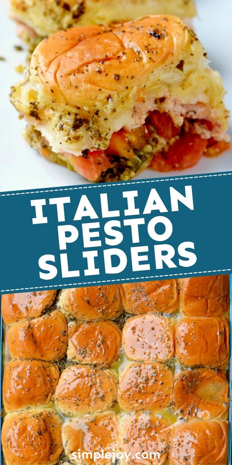 Best Brunch Party Recipes, Italian Food Birthday Party, Chicken Pesto Sliders Recipes, Italian Food For Christmas Dinner, Italian Food Party Ideas Dinners, Italian Potluck Ideas Appetizers, Pesto Sliders Recipes Hawaiian Rolls, Veggie Sliders Recipes, Easy Italian Recipes For A Crowd