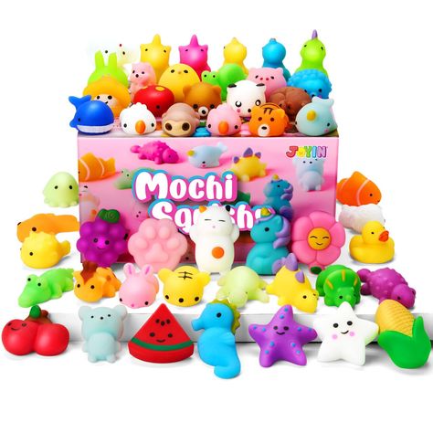 PRICES MAY VARY. 50 DIFFERENT DESIGNS: Delight in the variety with our 50-Piece Mochi Squishy Toys Set, each featuring a unique design for a diverse and enjoyable squishing experience 2” CUTE TOYS: Compact and adorable, each mochi squishy toy is approximately 2 inches, making them the perfect size for on-the-go stress relief or play EASY TO CLEAN: Enjoy hassle-free maintenance as these squishy toys are easy to clean, ensuring long-lasting squishy enjoyment SOFT, STRETCHY MATERIAL: Crafted from s Easter Egg Stuffers, Egg Stuffers, Kawaii Squishy, Mochi Squishy, Party Favors For Kids, Girls Trip Gifts, Pinata Fillers, Squishy Toys, Classroom Prizes