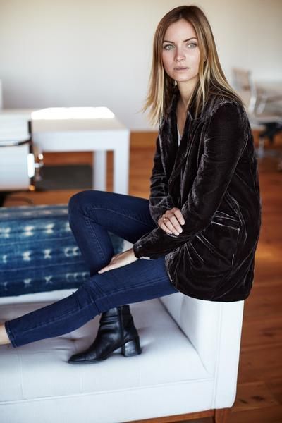 f016e59c7ad8b1d72903bb1aa5720d53desc49347582ri Velvet Jacket Outfit, Velvet Blazer Outfit, 40's Style, Emerson Fry, 2016 Fall, Kristin Cavallari, Basic Jackets, Jacket Outfit, Velvet Jacket