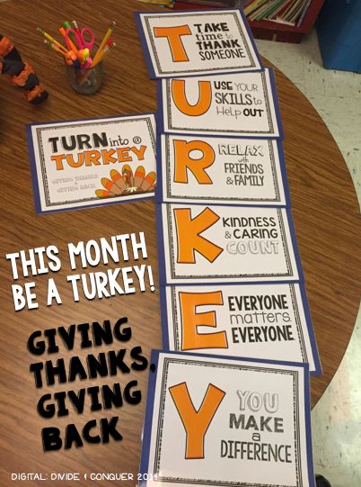 November means Thanksgiving. Thanksgiving means turkey.  Normally, turkeys are stuffed and eaten.  I'm trying to change all of this.   No, I'm not going to pardon a turkey.  I just want my students t To Thank Someone, Thanks And Giving, Thanksgiving Bulletin Boards, November Ideas, Thanksgiving School, Thanksgiving Classroom, November Thanksgiving, Teaching Holidays, November Activities