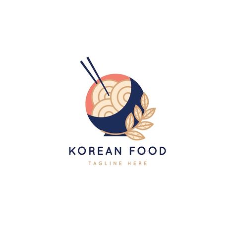 Hand drawn korean food logo design | Premium Vector #Freepik #vector #personal-logo #flat-logo #hand-drawn-logo #logo Korean Food Branding, Korean Food Logo Design, Korean Restaurant Logo, Korean Food Logo, Korean Logo Design, Logo Design Food, Dangler Design, Korean Logo, Sushi Logo