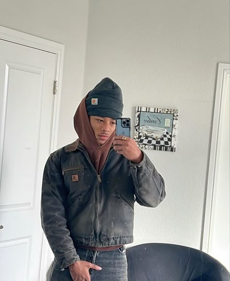 Gray Beanie Outfit, Carhartt Beanie Outfit Men, Carhartt Mens Fashion, Carhartt Beanie Outfit, Beanie Outfit Men, Carhartt Jacket Outfit, Beanie Fits, Beanie Outfit, Carhartt Beanie