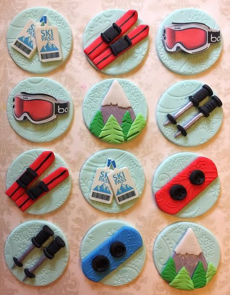 Snowboard Cake, Birthday Baking, Fondant Cupcake Toppers, Iced Biscuits, Winter Cookie, Rose Cupcakes, 40th Birthday Cakes, Valentines Cupcakes, Fondant Cookies