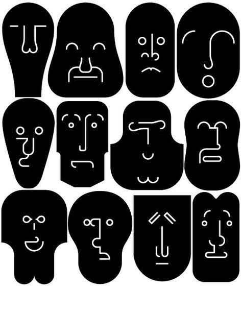 facce by Stefano Marra | black and white simple faces design | minimalist illustration | emotions Minimalistic Character Design, Simple Face Illustration, Ideal Logo, Faces Design, Mouse Illustration, Minimalist Illustration, Posca Art, Tanah Liat, Face Illustration