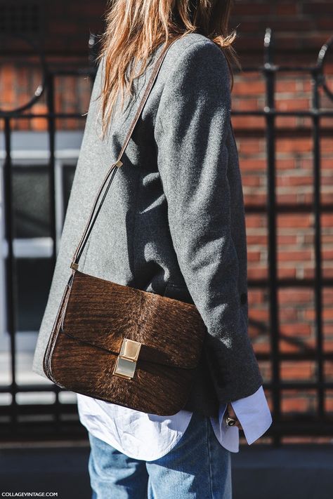 LFW via Collage Vintage Celine Box Bag, Bag Street Style, Celine Box, Fashion Gone Rouge, Collage Vintage, Brown Bags, 가을 패션, Box Bag, Mua Sắm