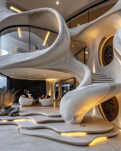 Organic Architecture Design, Amazing Windows, Biomimicry Architecture, Form Architecture, Organic House, Dream Life House, Architecture Collage, Gorgeous Interiors, Unique Interior Design