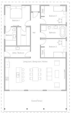 house design house-plan-ch639 10 Holiday House Design, 2020 House Plans, Barn Homes Floor Plans, Small Modern House Plans, Small Modern Home, House Construction Plan, Apartment Plans, Shed Homes, Family House Plans