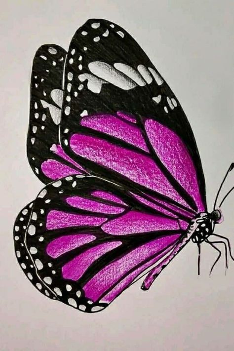 Pencil Colour Painting, Beautiful Simple Mehndi Design, Butterfly Art Drawing, Butterfly Sketch, Flower Tattoo Ideas, Butterfly Art Painting, Seni 2d, Pastel Sec, Watercolor Projects